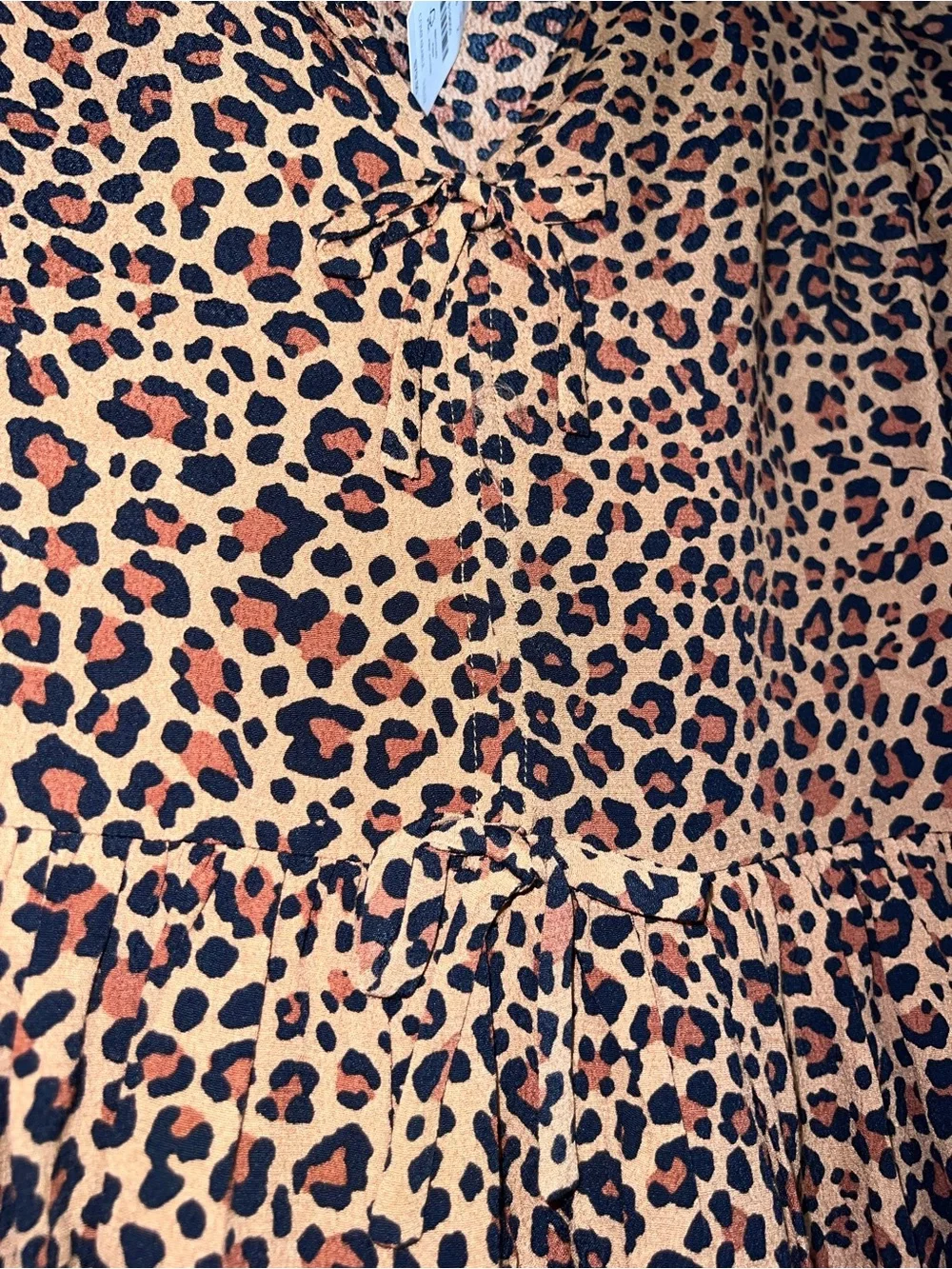 J. Crew Leopard Print Peplum Blouse Womens Size 2 Puff Sleeve Tie Front Top NWT